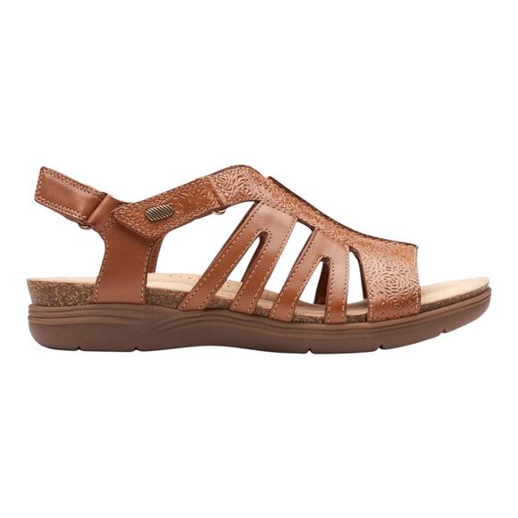 Clarks Women's April Belle Strappy Slingback Leather Sandals Tan Size 8 1/2 M - Picture 2 of 4